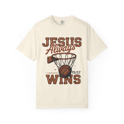 Jesus Always Wins Basketball T-Shirt