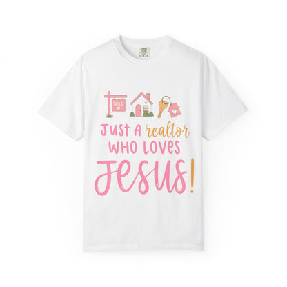 Realtor Who Loves Jesus T-Shirt | Pink